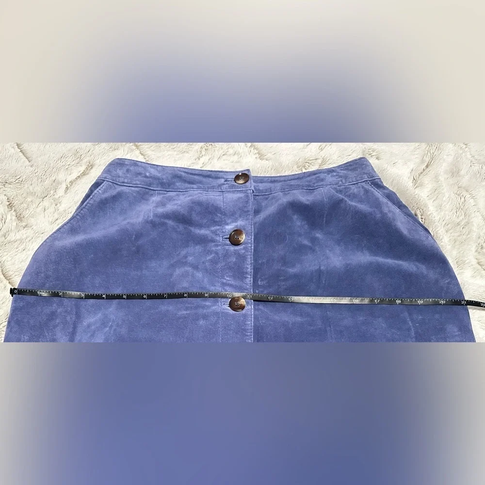 Monterey Bay Vintage Blue A-Line Leather Skirt - Picture 5 of 16